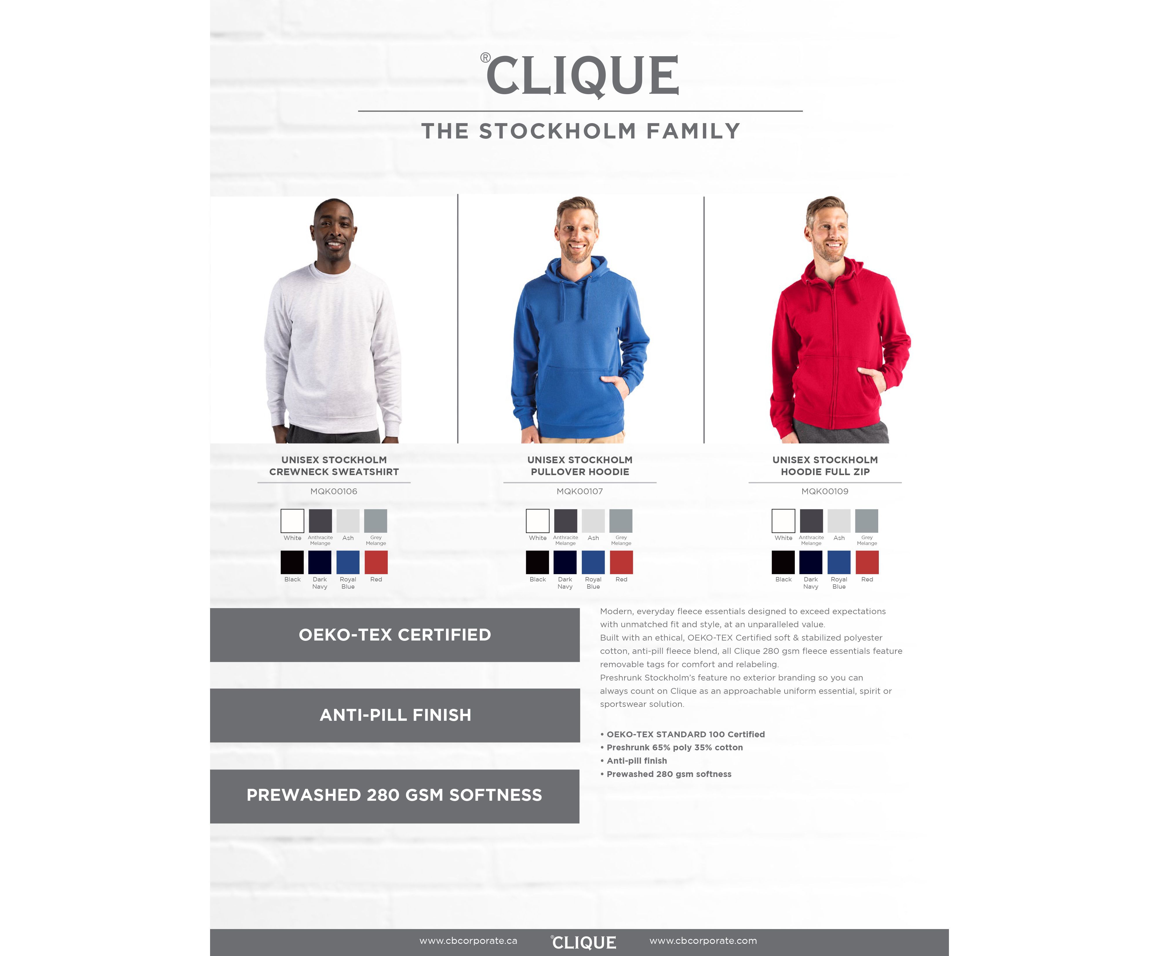 Clique Stockholm Unisex Hooded Pullover Sweatshirt 318